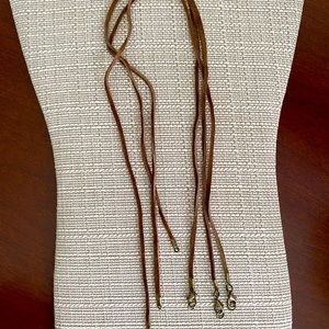 3 Brown Suede Leather Necklace Cords.